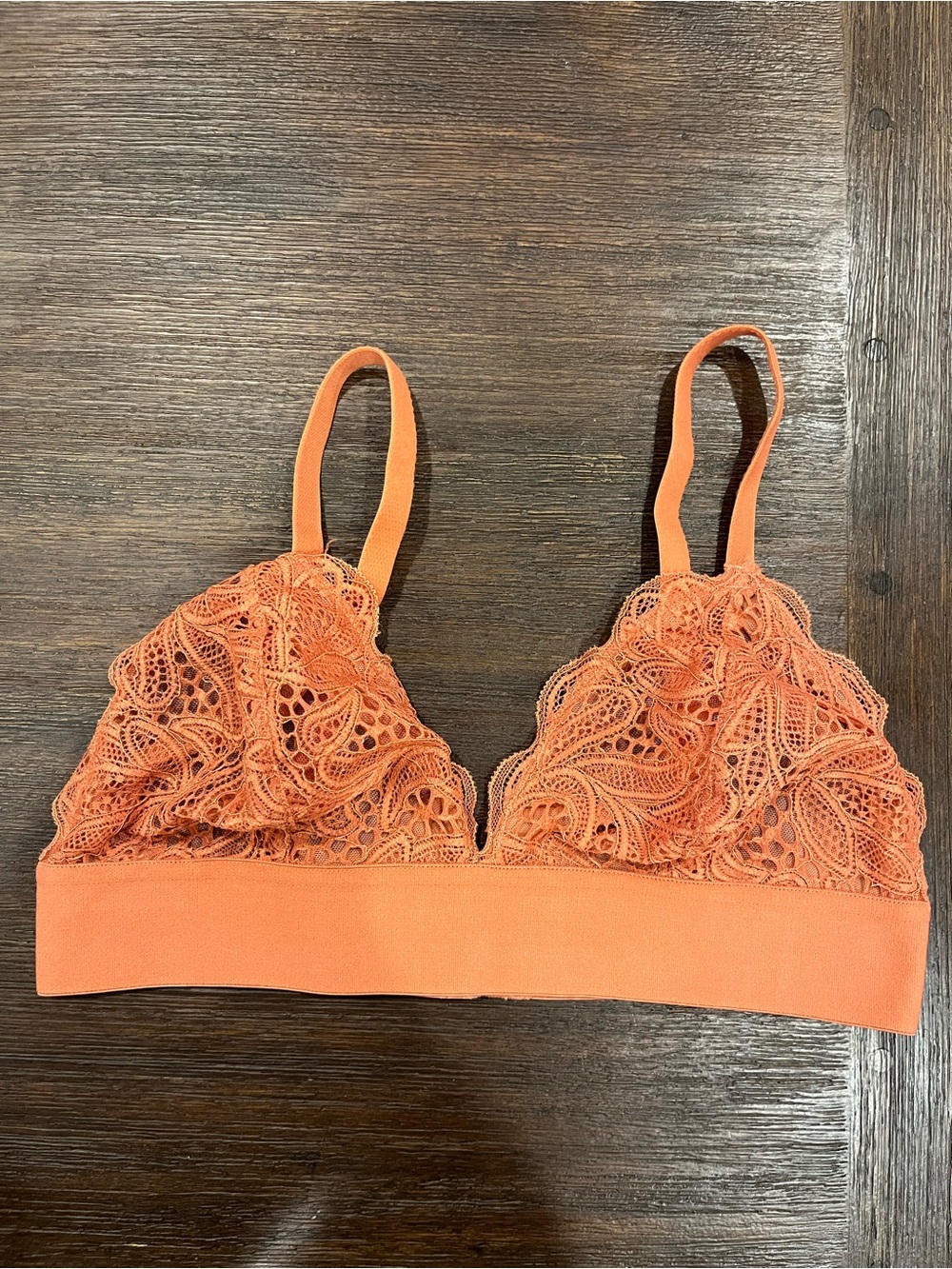 Lively Orange Lace Bralette - Lightweight Floral Overlay